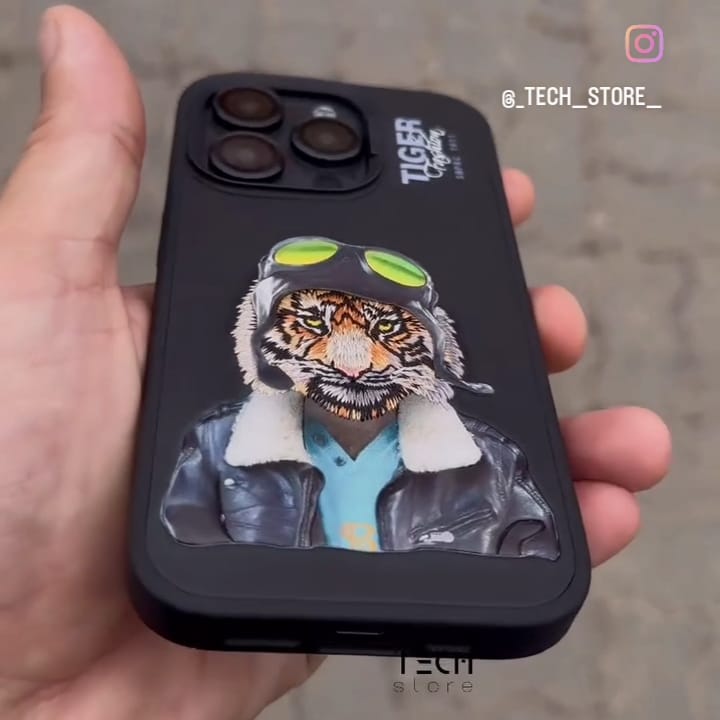 Premium Leather Aviator Tiger Phone Case